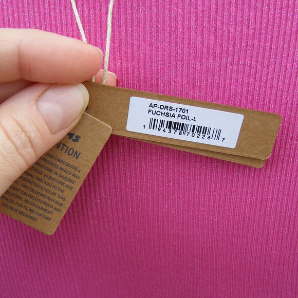 NWT size L SKIMS SOFT LOUNGE SHIMMER LONG SLEEVE DRESS IN FUCHSIA FOIL - Picture 5 of 12